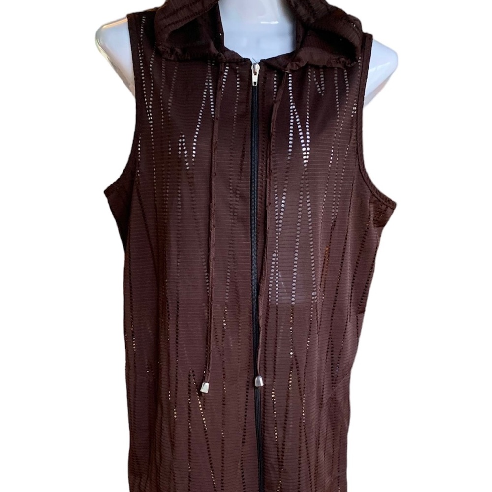 Beach Cover-Up with Hood, Chocolate colored, Zippered Medium.